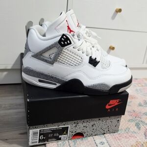 Nike Air Jordan 4 Retro OG (GS) White Cement Concrete Size 6Y